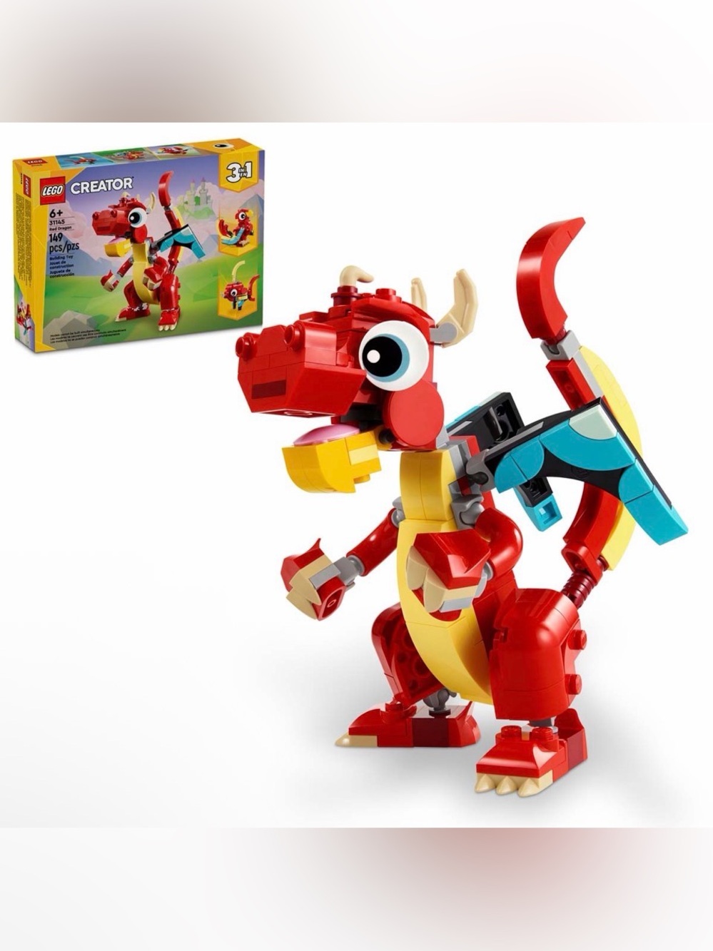 LEGO Creator 3-in-1 Red Dragon Building Set 149pcs - 31145